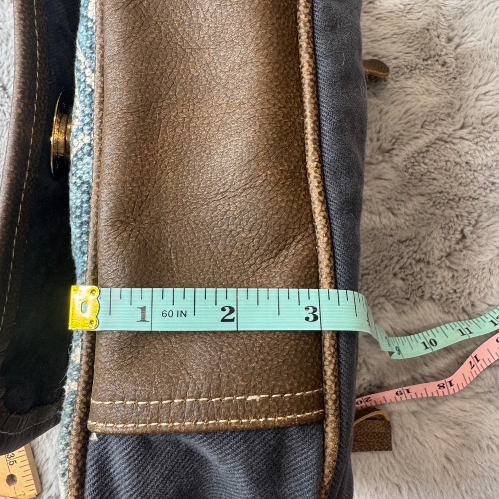 Myra‎ Bag Canvas Cowhide Rug Tapestry Crossbody Bag Teal Brown S-1250 - Picture 8 of 16